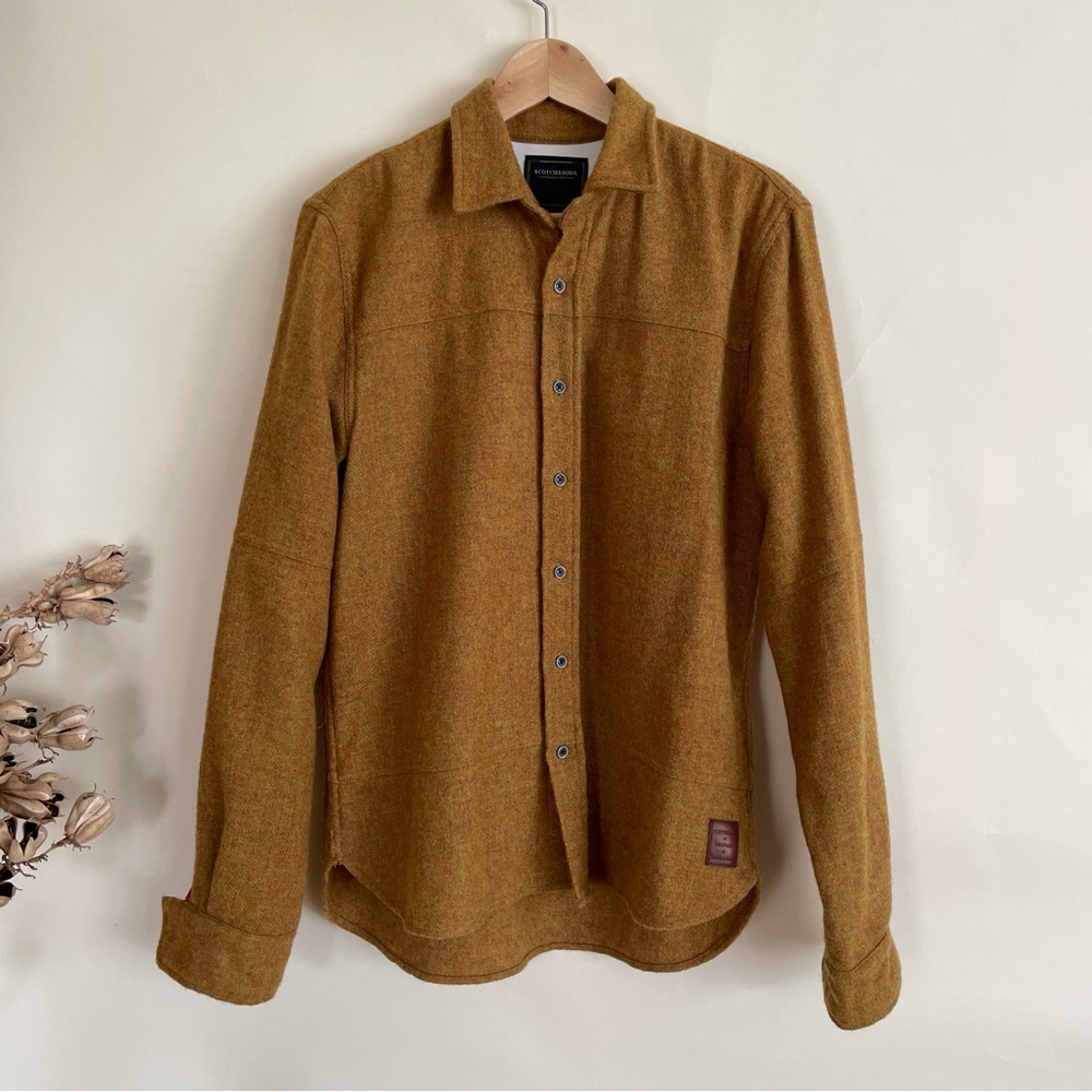 Scotch & Soda Flannel Button Down Shirt with Insulated Sleeves and Zip Cuff